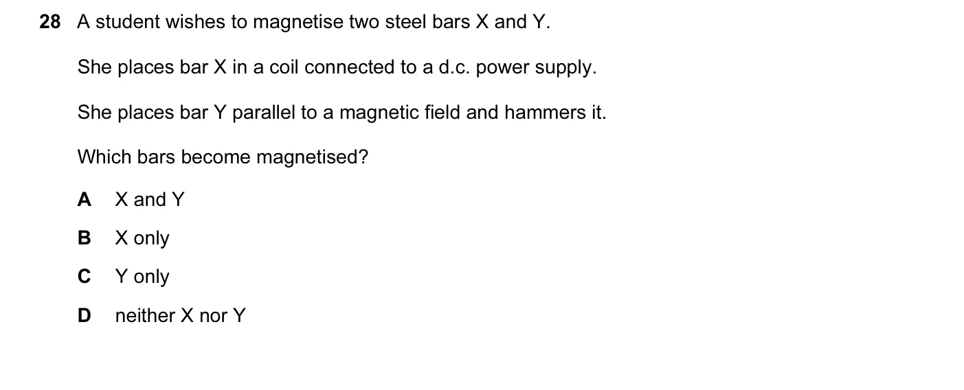 Question 28, March 2017, 0625 Paper 12