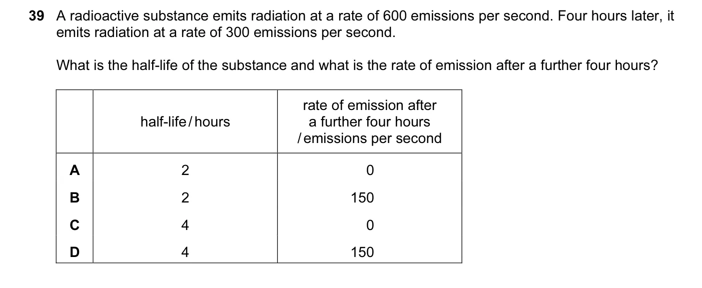 Question 39, March 2017, 0625 Paper 12