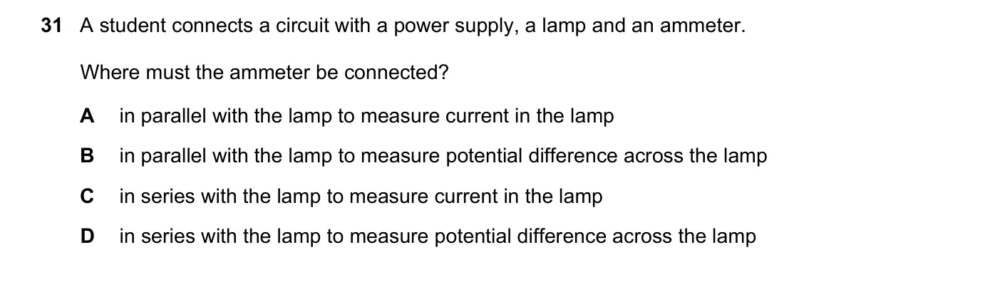 Question 31, November 2017, 0625 Paper 11