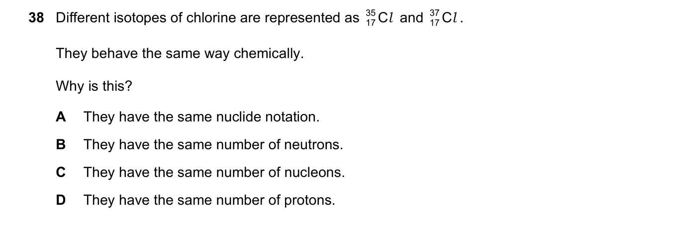 Question 38, November 2017, 0625 Paper 11