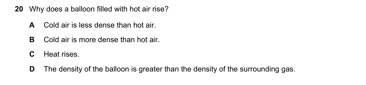 Question 20, November 2017, 0625 Paper 12