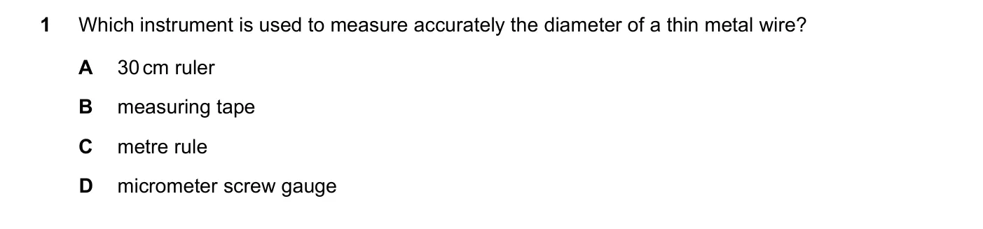 Question 1, March 2018, 0625 Paper 22