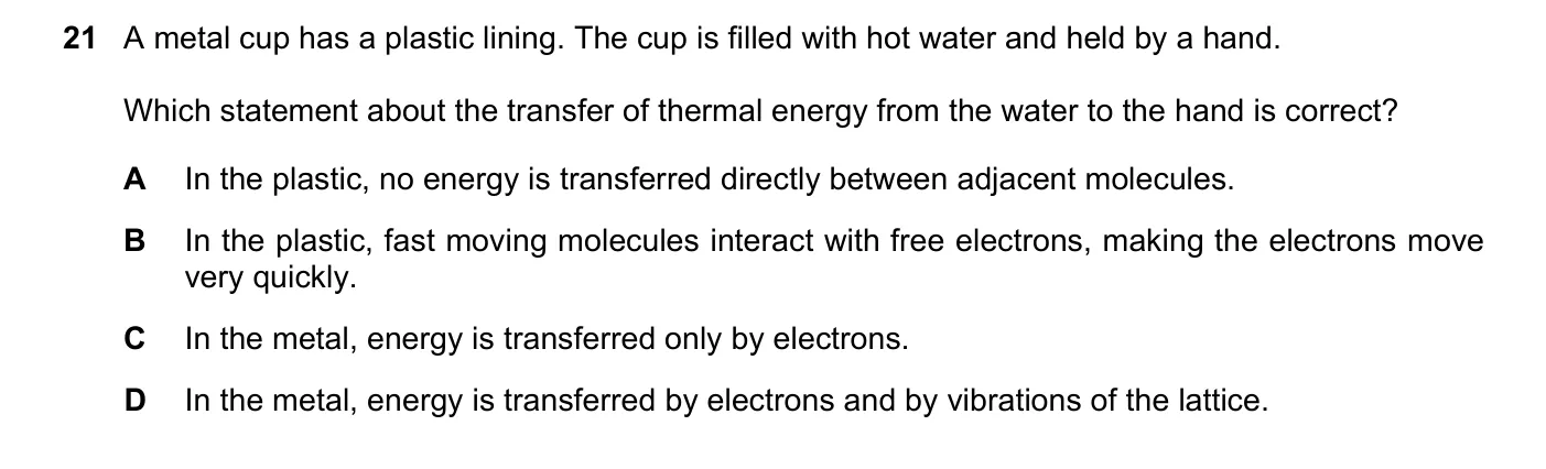 Question 21, March 2018, 0625 Paper 22