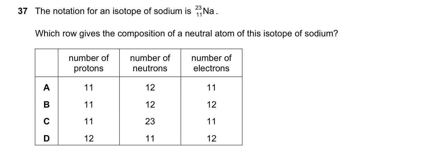 Question 37, March 2018, 0625 Paper 22