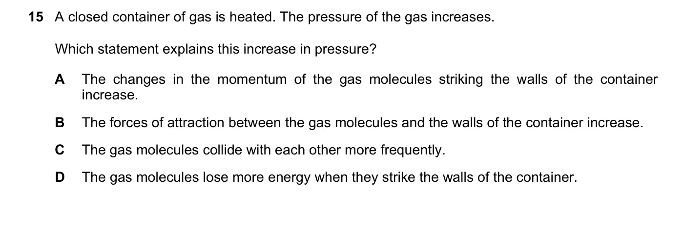 Question 15, November 2018, 0625 Paper 22