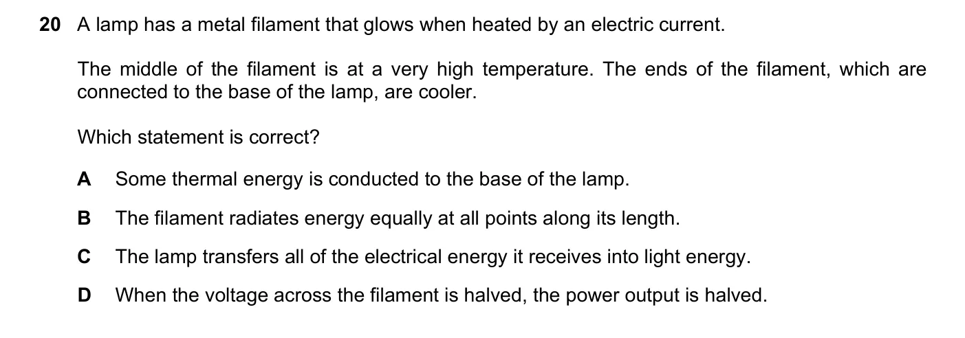 Question 20, November 2018, 0625 Paper 22