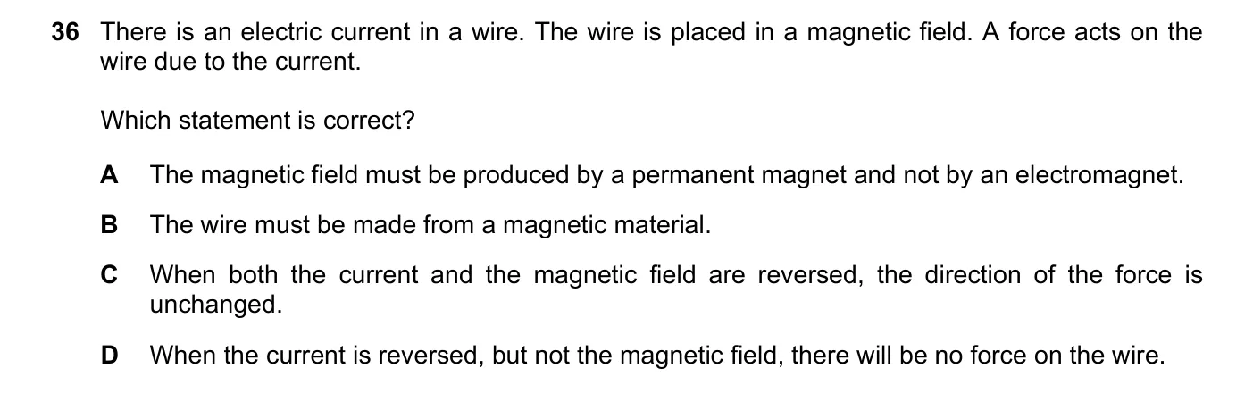 Question 36, November 2018, 0625 Paper 23