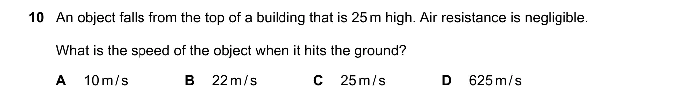Question 10, June 2019, 0625 Paper 21