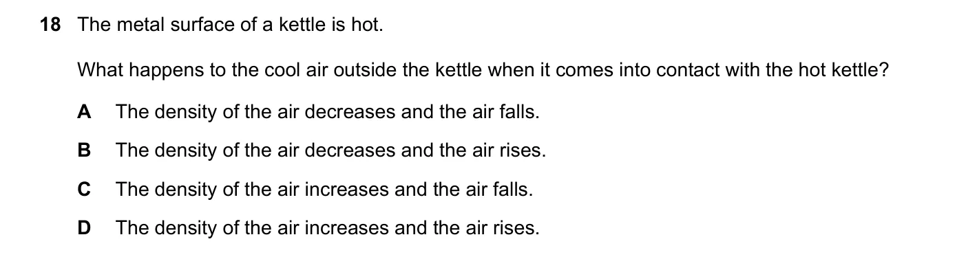 Question 18, June 2019, 0625 Paper 21