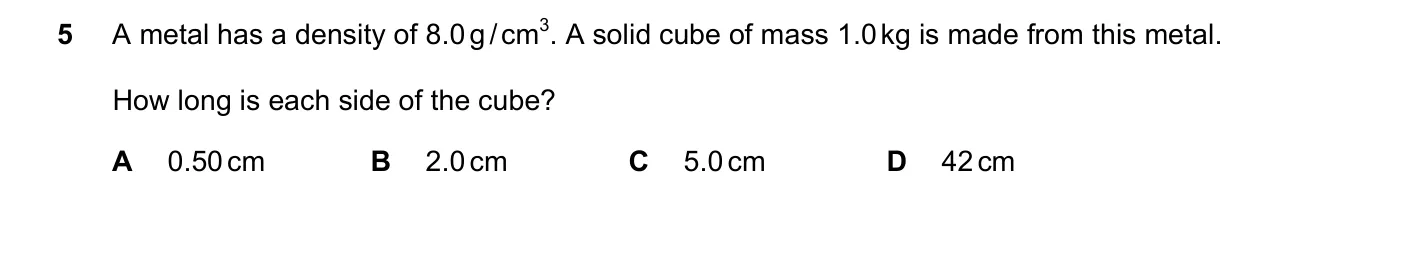 Question 5, June 2019, 0625 Paper 22