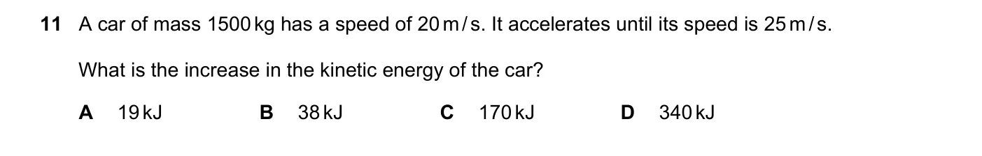 Question 11, March 2019, 0625 Paper 22