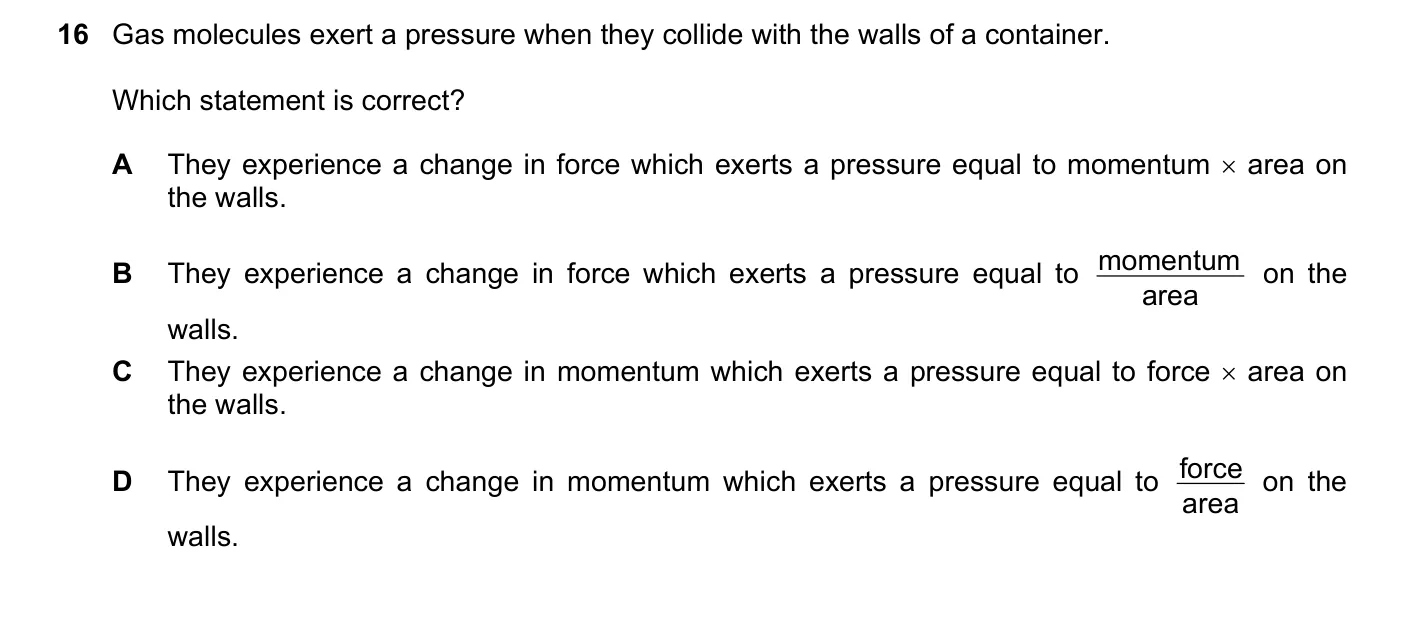 Question 16, March 2019, 0625 Paper 22