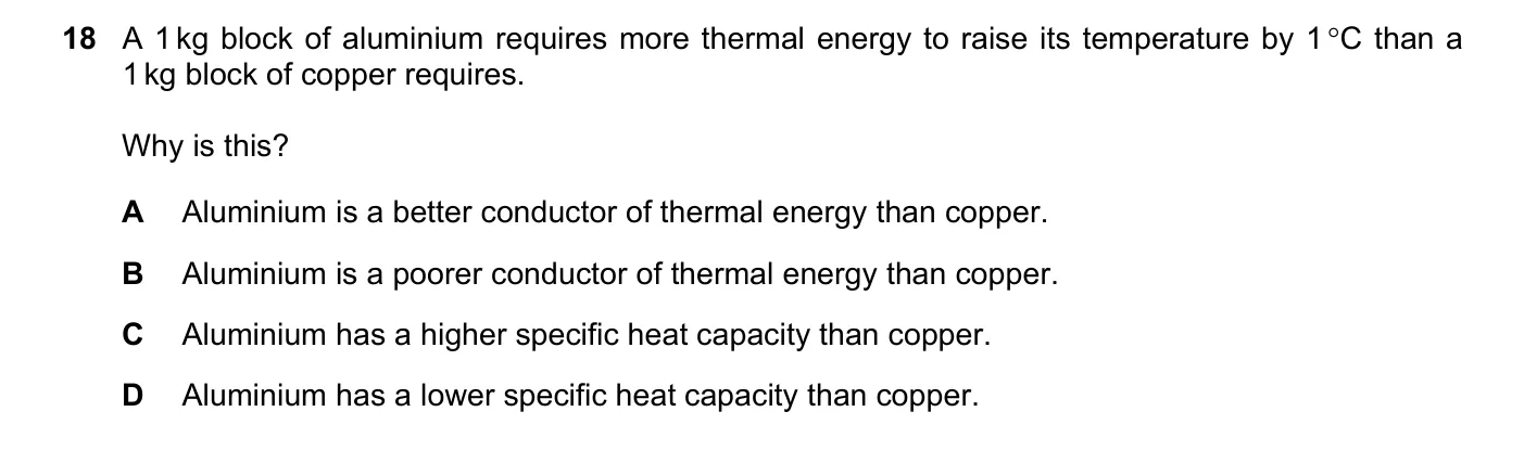 Question 18, March 2019, 0625 Paper 22