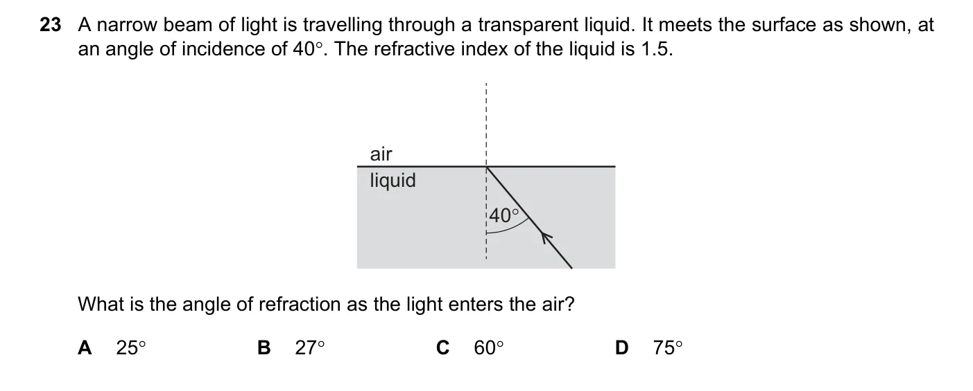 Question 23, March 2019, 0625 Paper 22