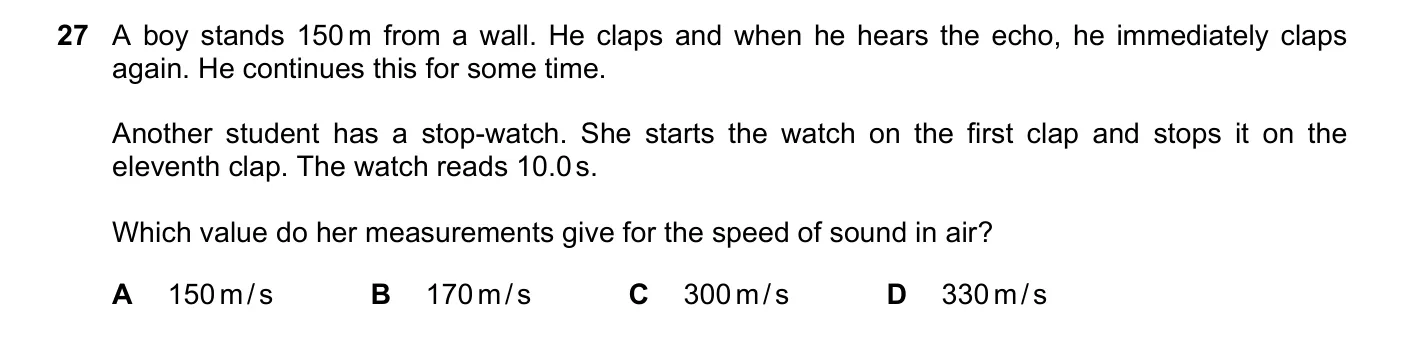 Question 27, March 2019, 0625 Paper 22