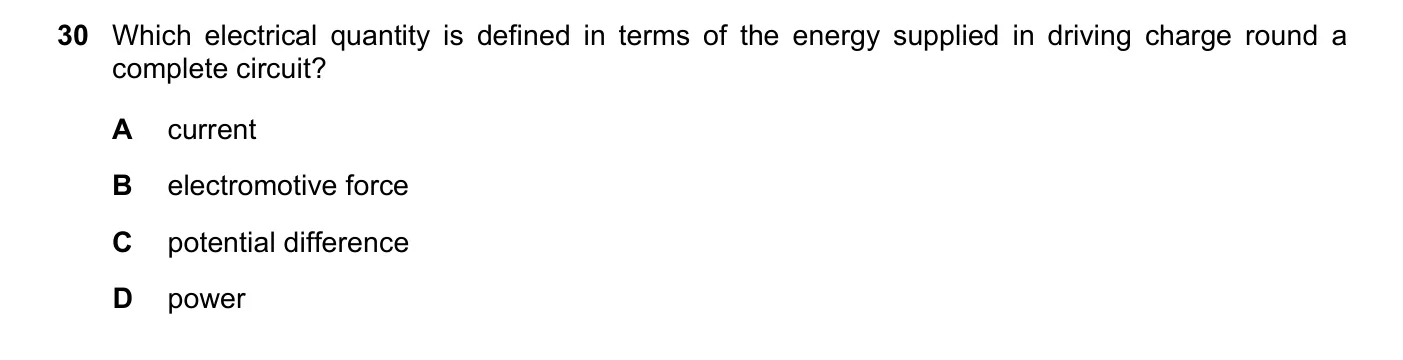 Question 30, March 2019, 0625 Paper 22
