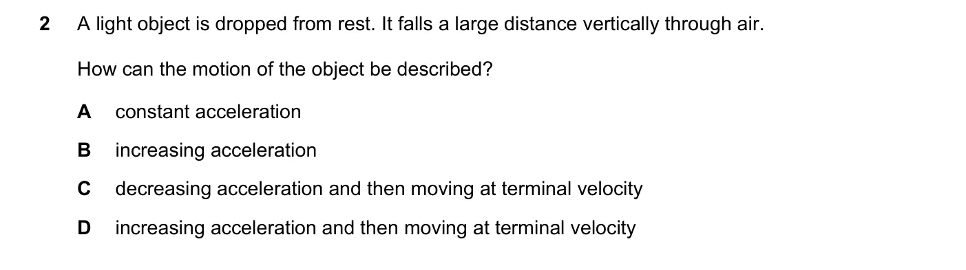 Question 2, November 2019, 0625 Paper 21