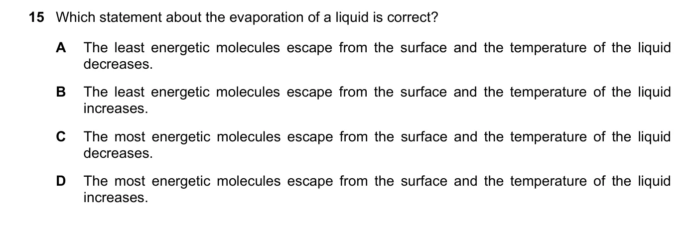 Question 15, November 2019, 0625 Paper 21
