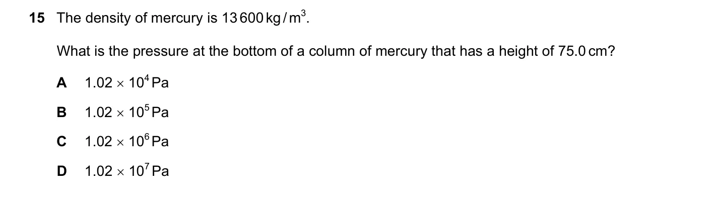 Question 15, November 2019, 0625 Paper 22