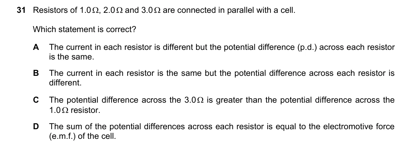 Question 31, November 2019, 0625 Paper 22