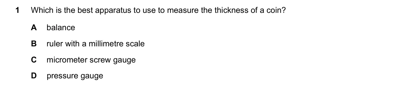 Question 1, November 2019, 0625 Paper 23