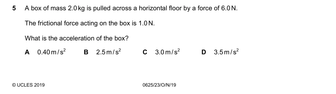 Question 5, November 2019, 0625 Paper 23