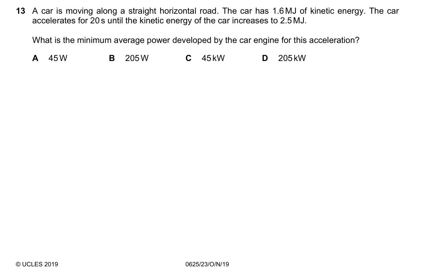 Question 13, November 2019, 0625 Paper 23