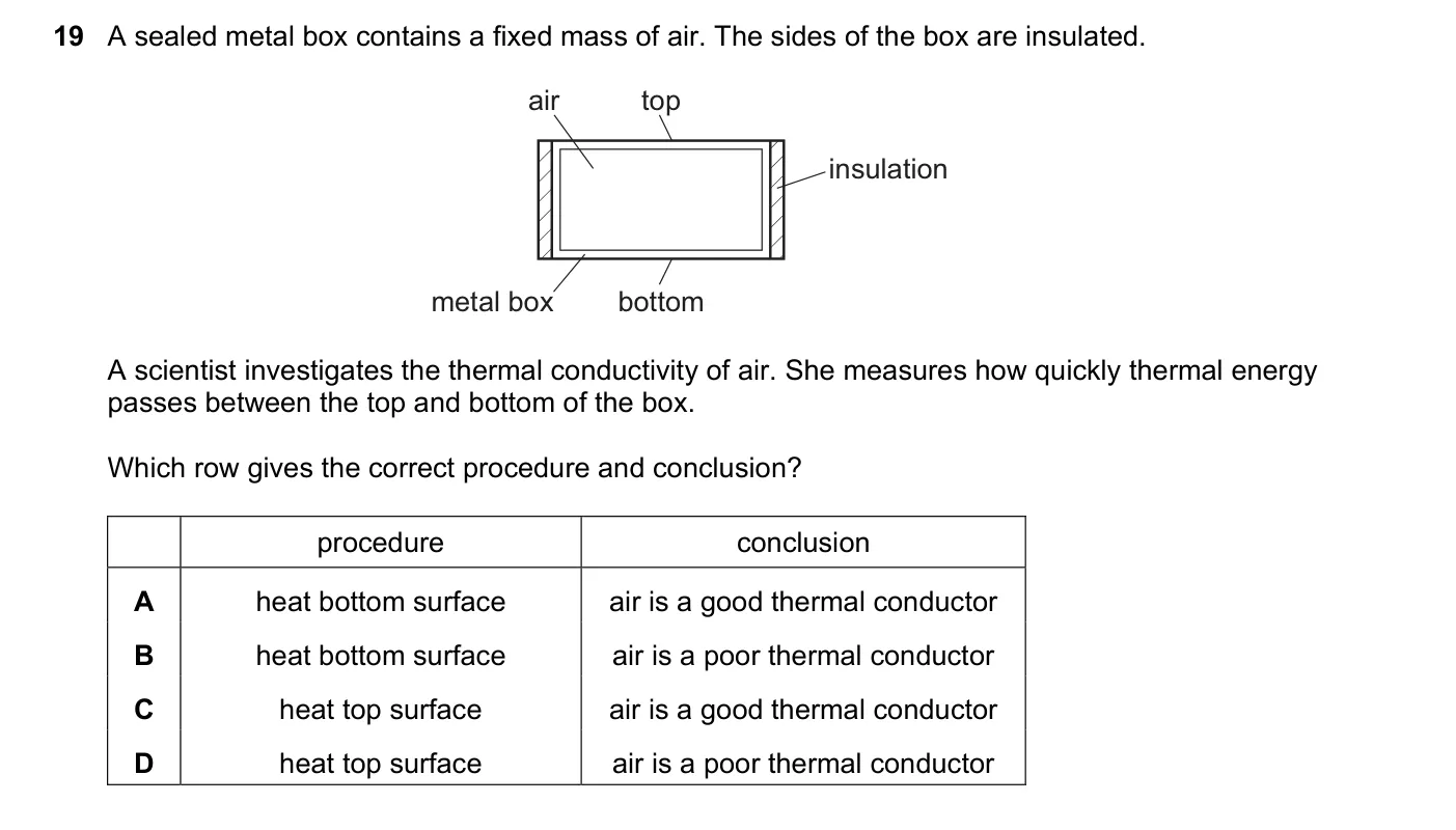 Question 19, November 2019, 0625 Paper 23