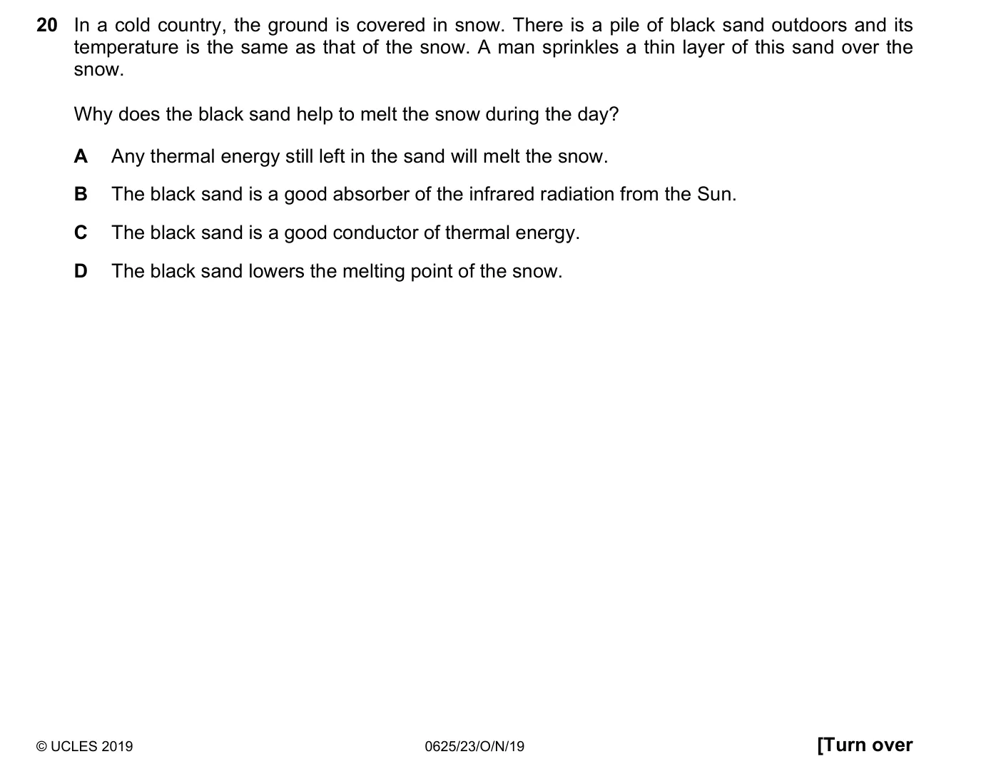 Question 20, November 2019, 0625 Paper 23