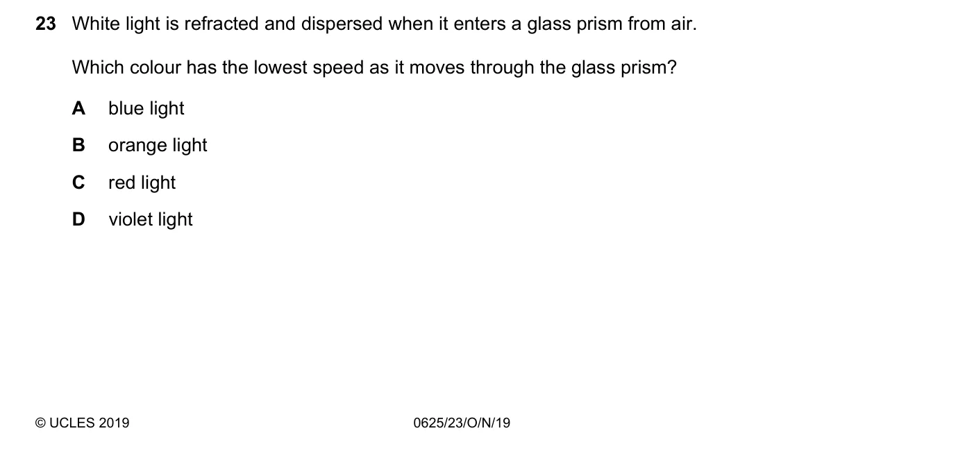 Question 23, November 2019, 0625 Paper 23