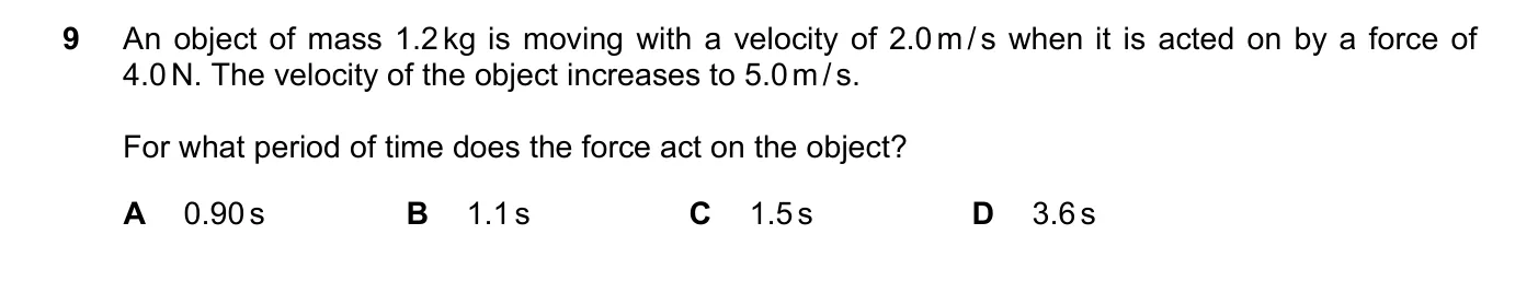 Question 9, June 2020, 0625 Paper 21