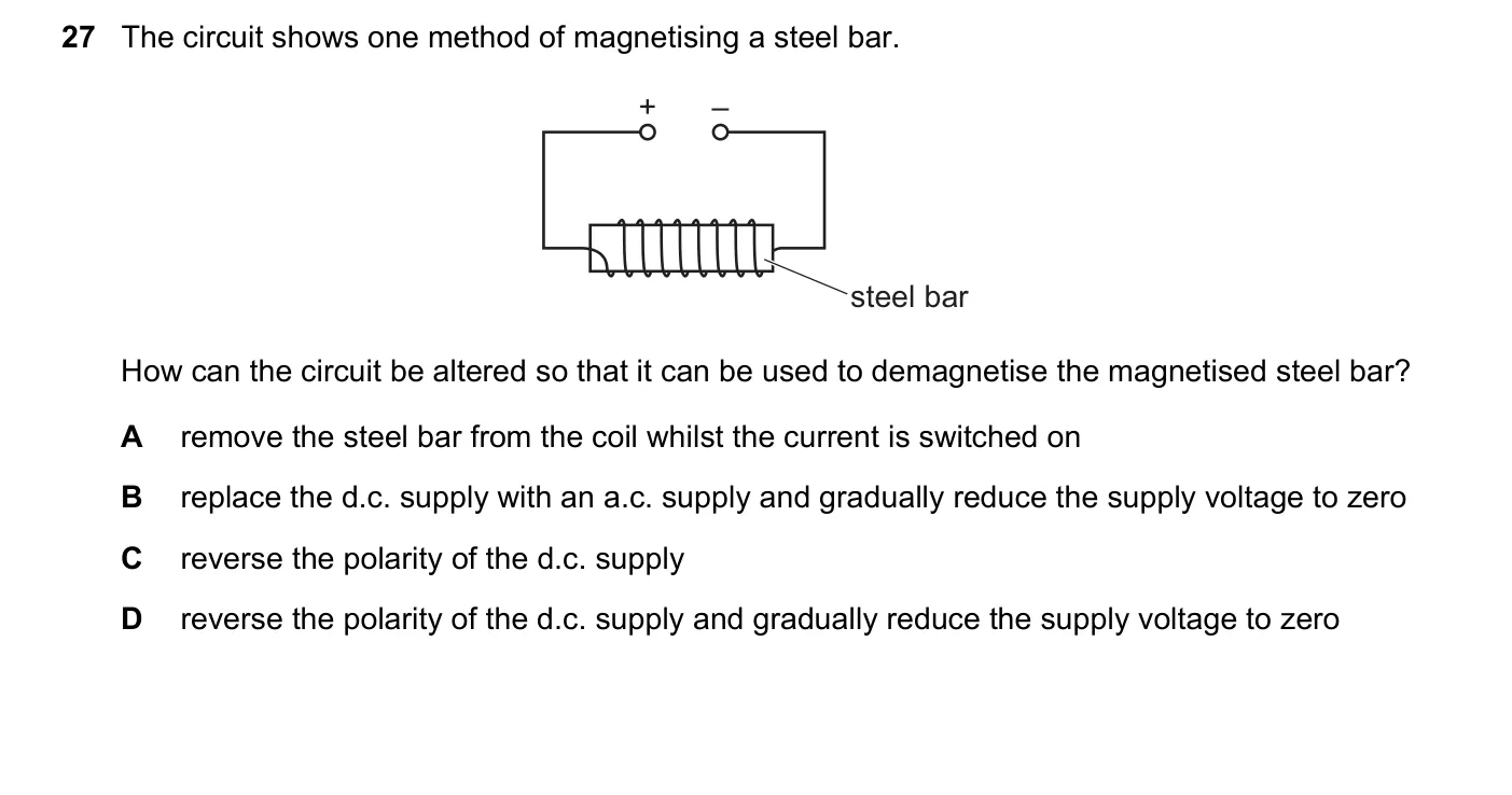 Question 27, June 2020, 0625 Paper 21