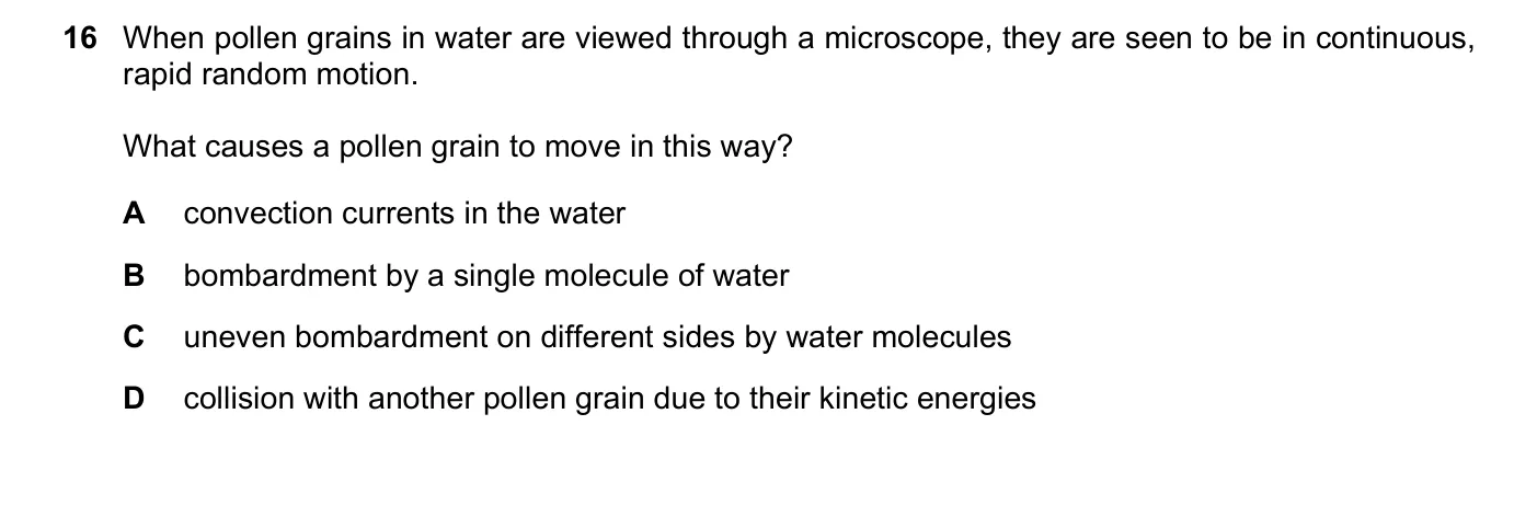 Question 16, March 2020, 0625 Paper 22