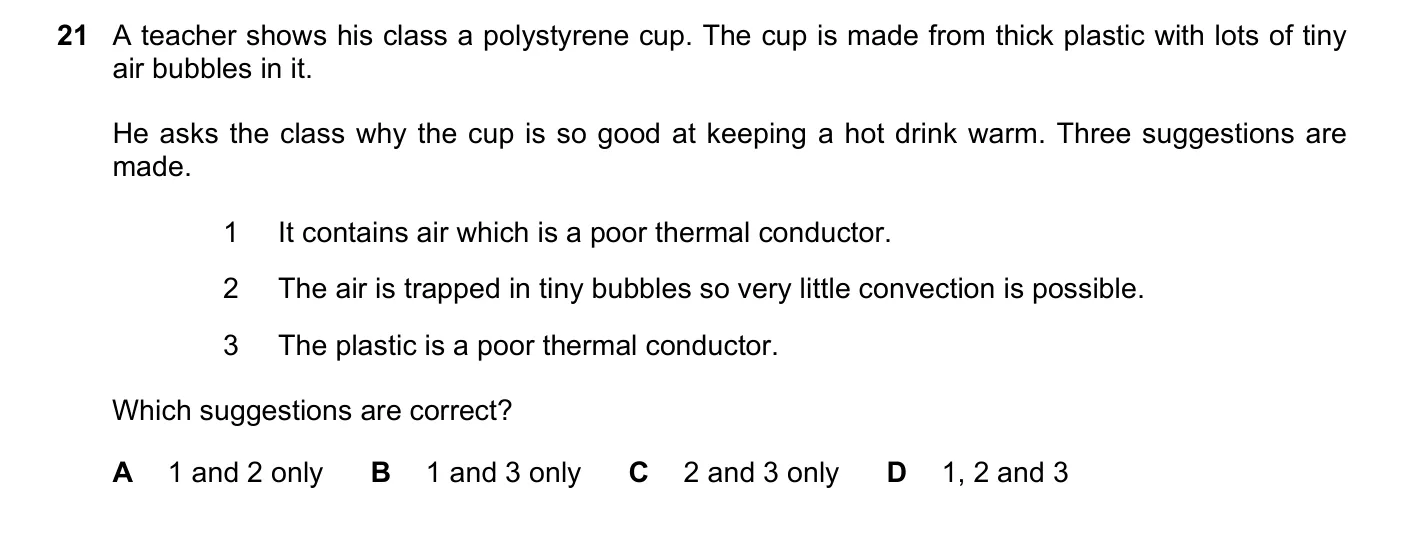 Question 21, March 2020, 0625 Paper 22