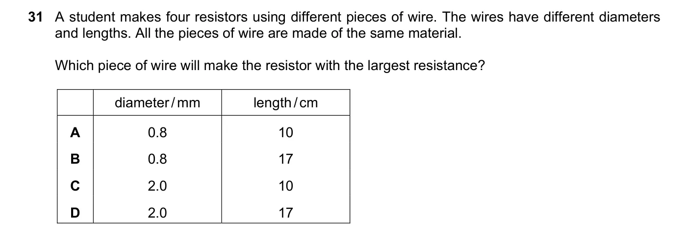 Question 31, March 2020, 0625 Paper 22