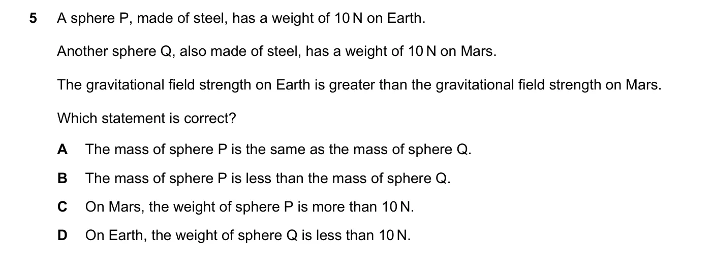 Question 5, November 2020, 0625 Paper 21