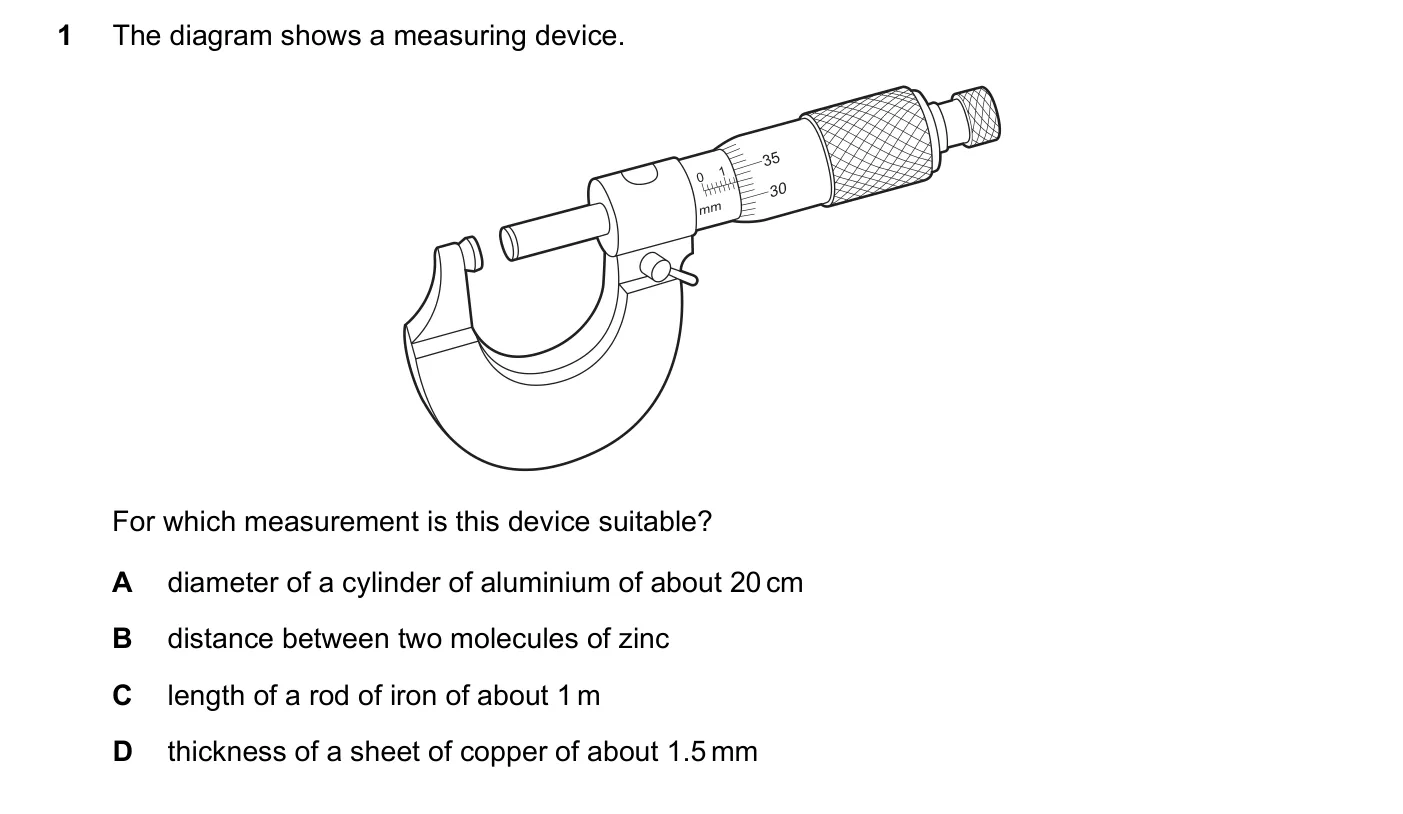Question 1, November 2020, 0625 Paper 22