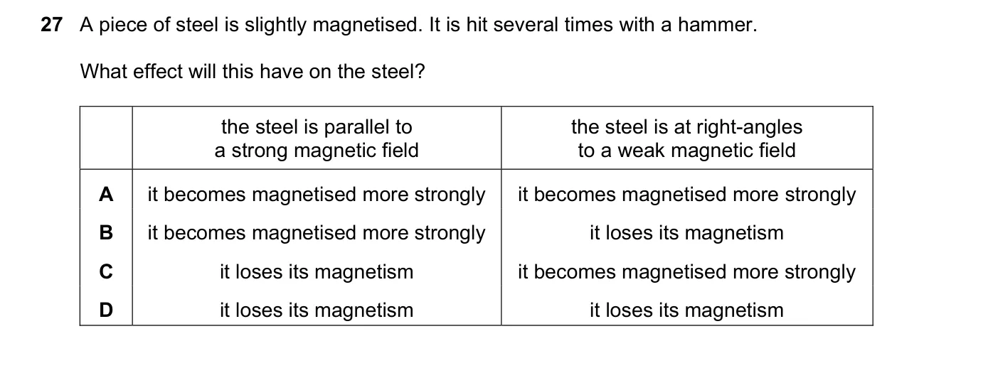 Question 27, November 2020, 0625 Paper 22