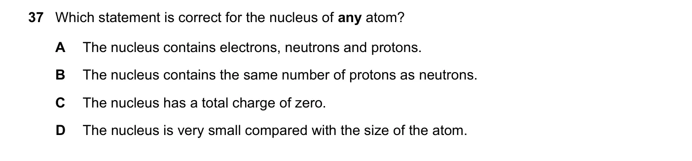 Question 37, November 2020, 0625 Paper 22