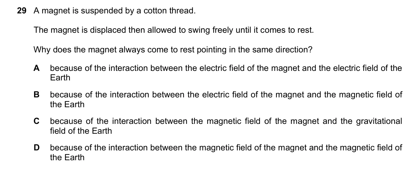 Question 29, June 2021, 0625 Paper 22