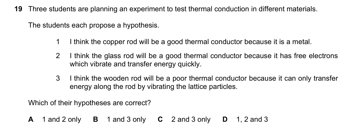 Question 19, June 2021, 0625 Paper 23