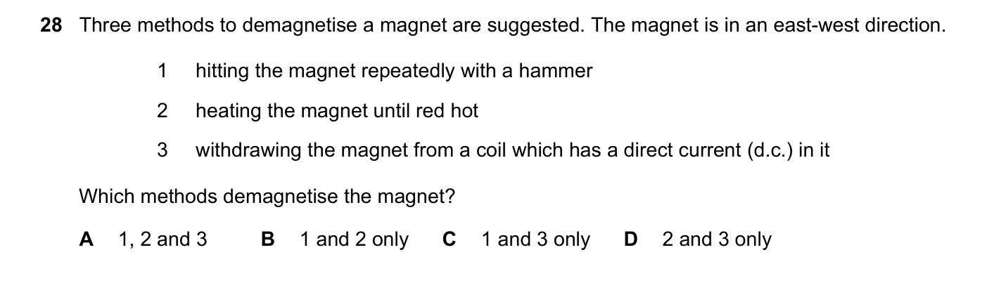 Question 28, March 2021, 0625 Paper 22