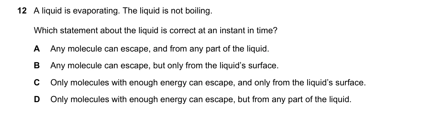 Question 12, November 2021, 0625 Paper 21