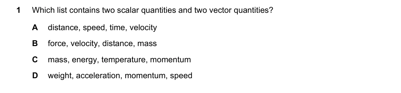 Question 1, March 2023, 0625 Paper 22
