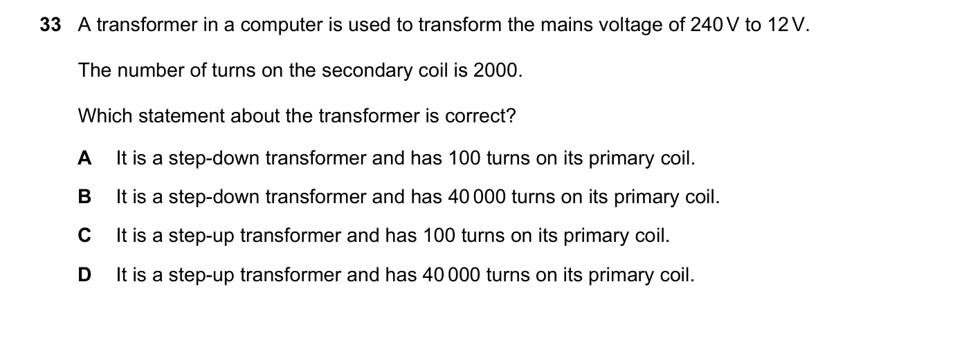 Question 33, November 2023, 0625 Paper 21