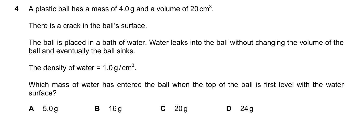 Question 4, November 2023, 0625 Paper 22