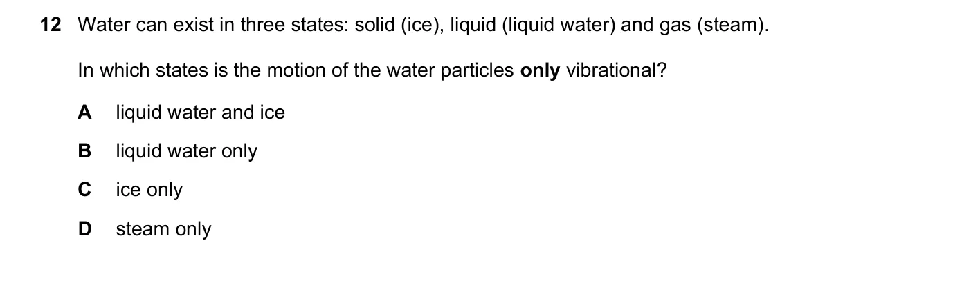 Question 12, November 2024, 0625 Paper 22