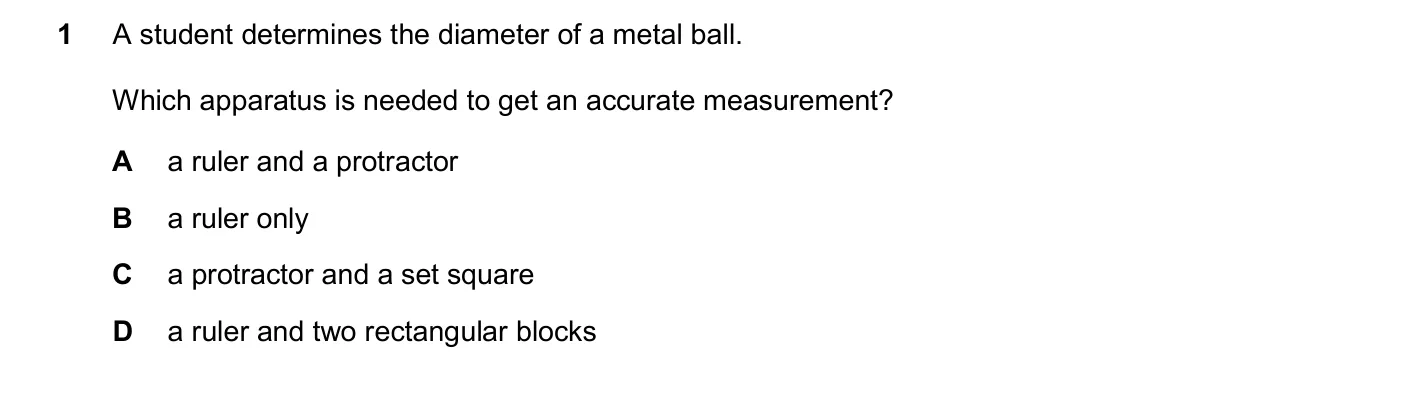 Question 1, November 2025, 0625 Paper 21