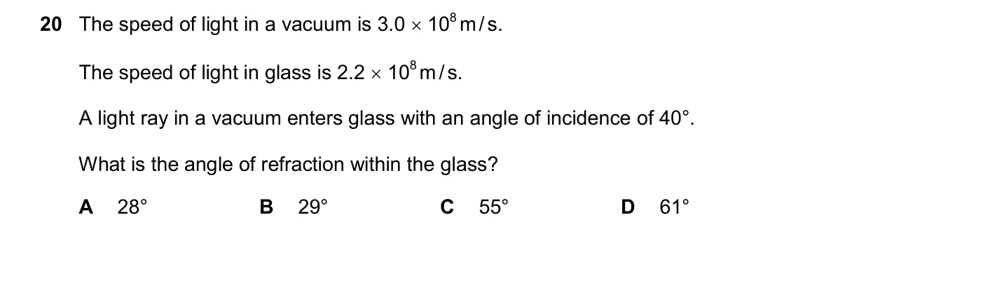 Question 20, November 2025, 0625 Paper 23