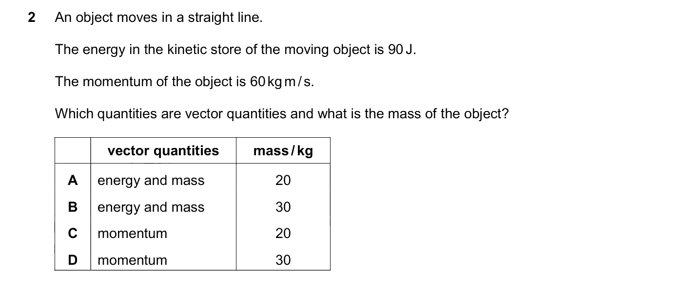 Question 2, June 2026, 0625 Paper 21